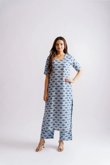 Leaf Dabbu Block Printed Kurta Set