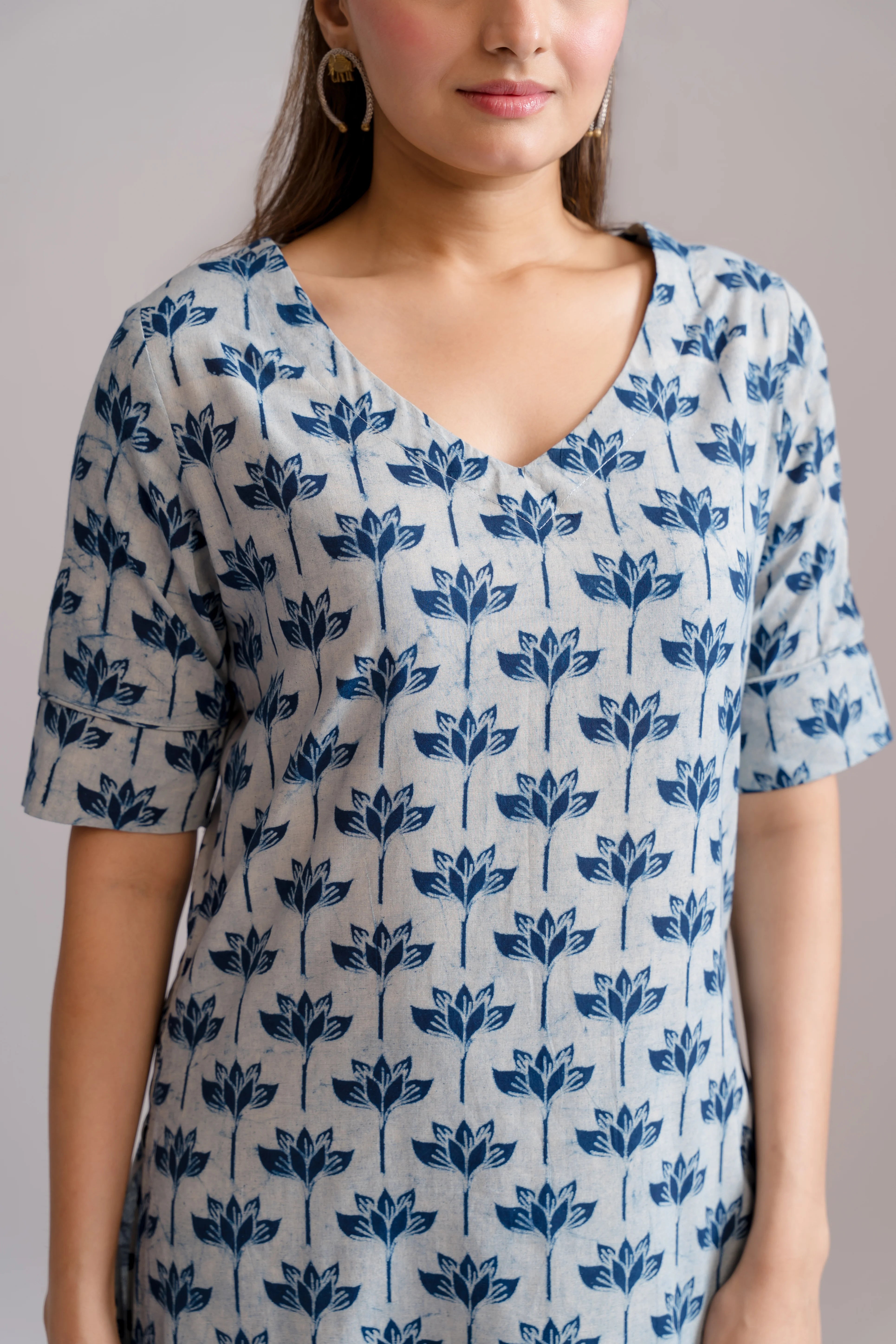 Leaf Dabbu Block Printed Kurta Set