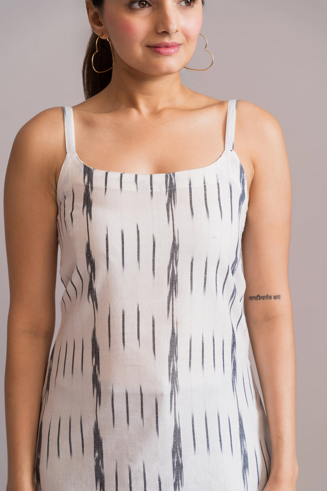 Ikat Spaghetti Strap Short Kurti