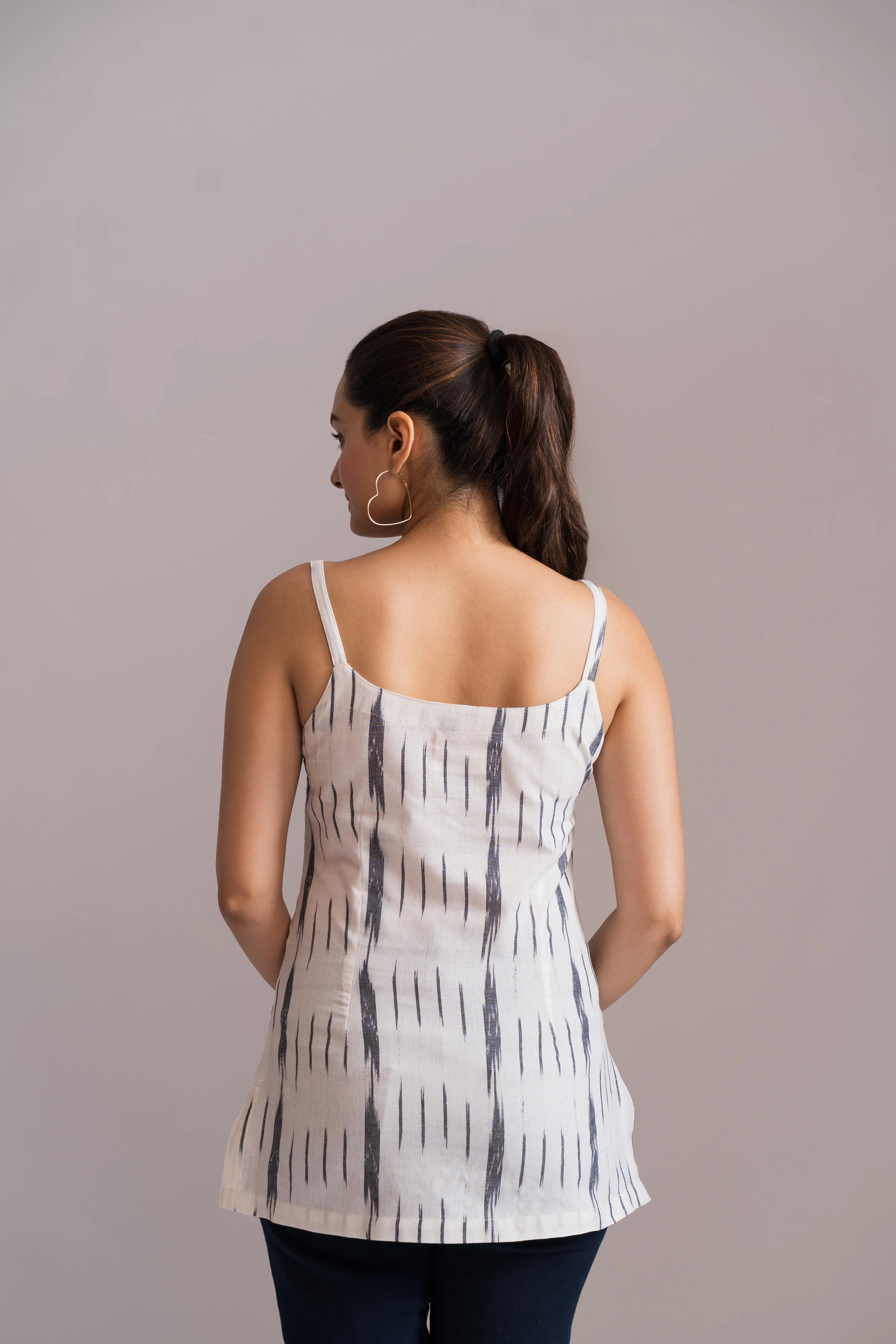 Ikat Spaghetti Strap Short Kurti