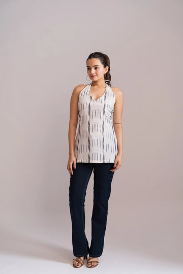 Ikat halter neck kurti