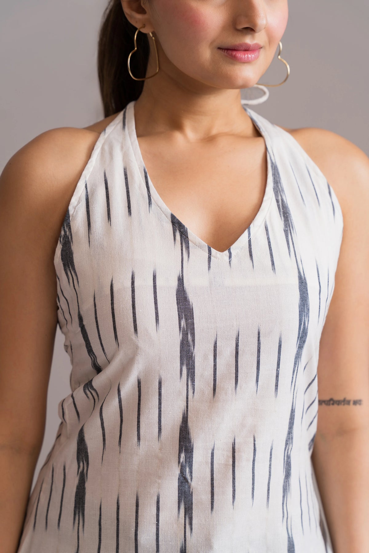 Ikat halter neck kurti