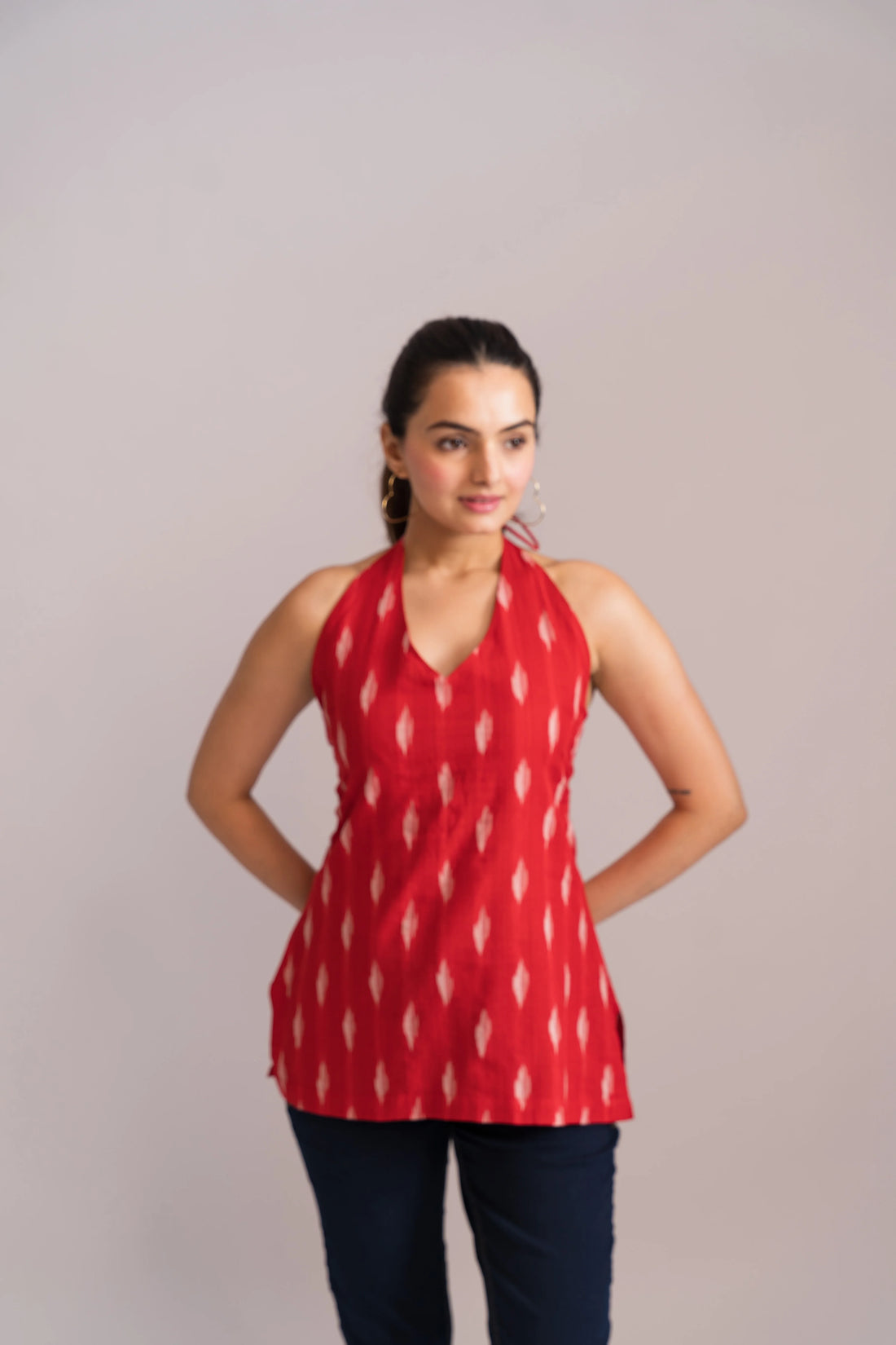 Ikat Halter Neck Kurti