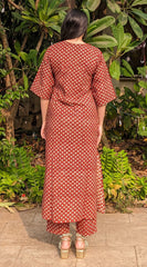 Lotus Print Cotton Kurti - Organic Plant-Based Color Pattern