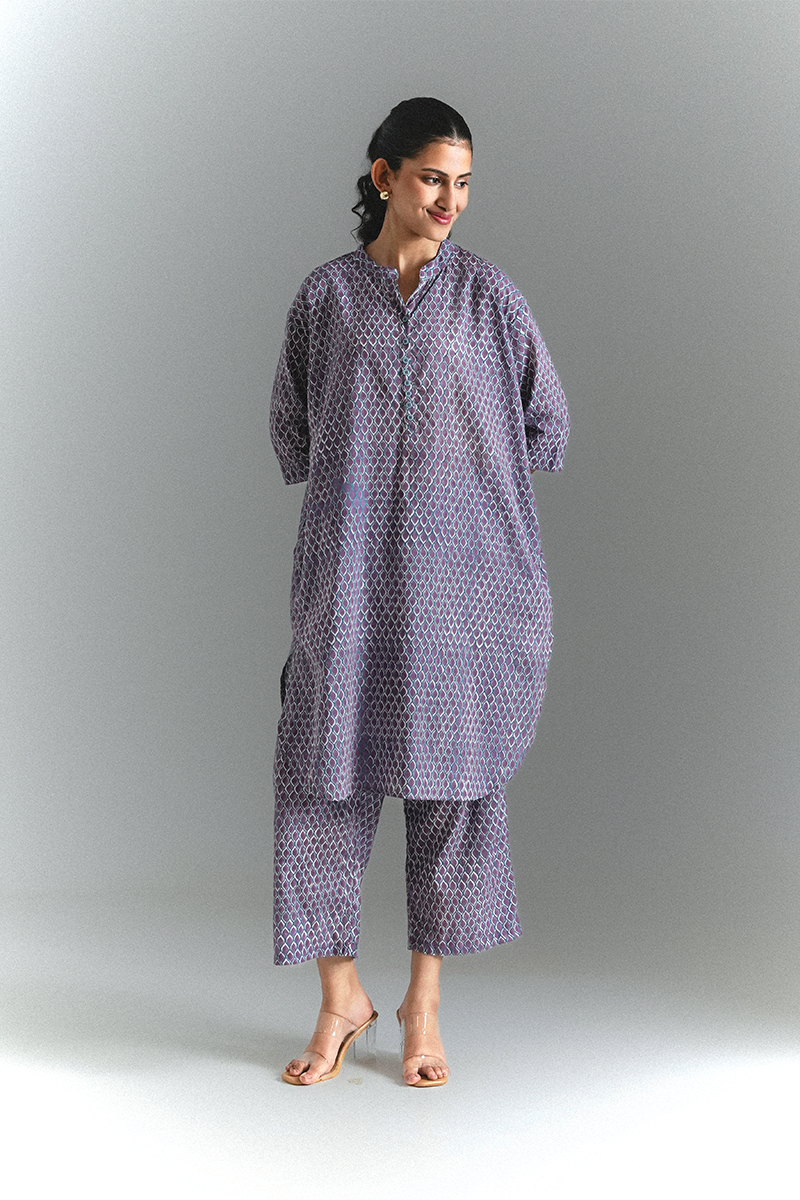 2-jamuni Leaf Co-ord Set (Purple & Teel)