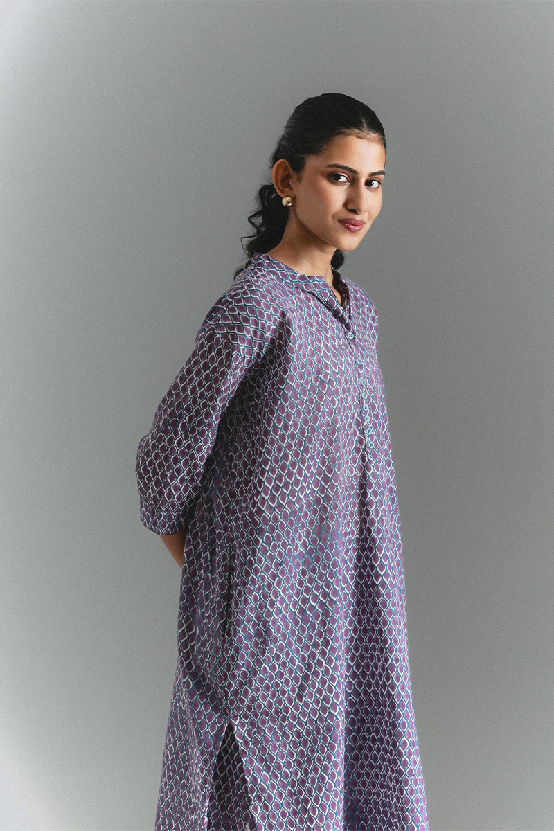 2-jamuni Leaf Co-ord Set (Purple & Teel)