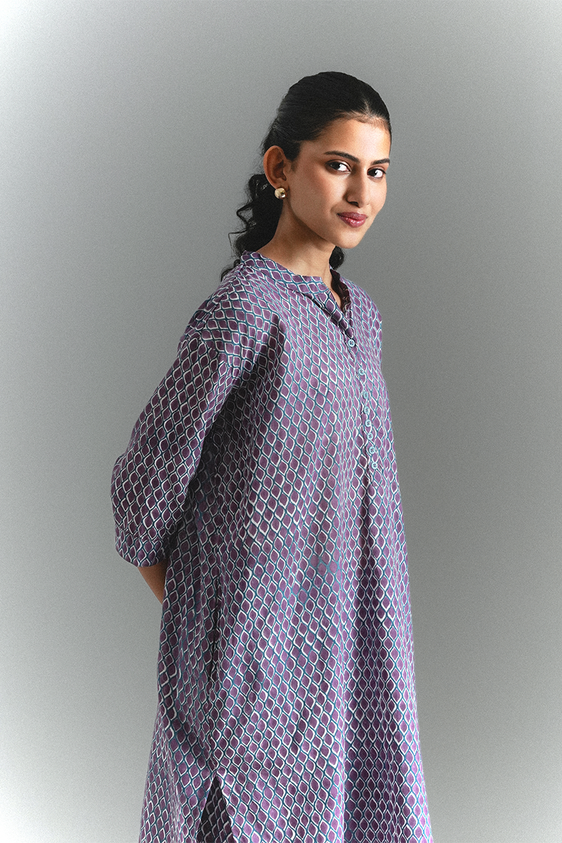 2-jamuni Leaf Co-ord Set (Purple & Teel)