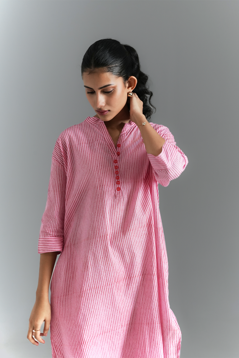 Berry Pinestriped Co-ord Set (Pink & Red)