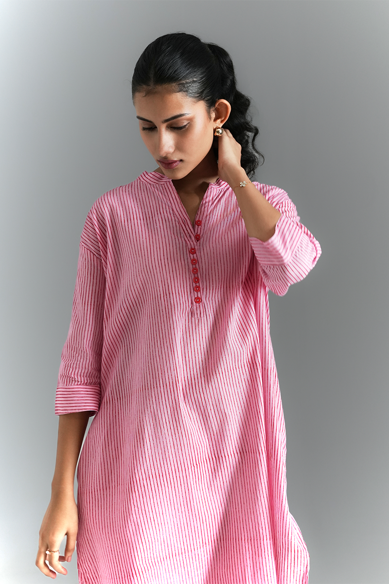 Berry Pinestriped Co-ord Set (Pink & Red)