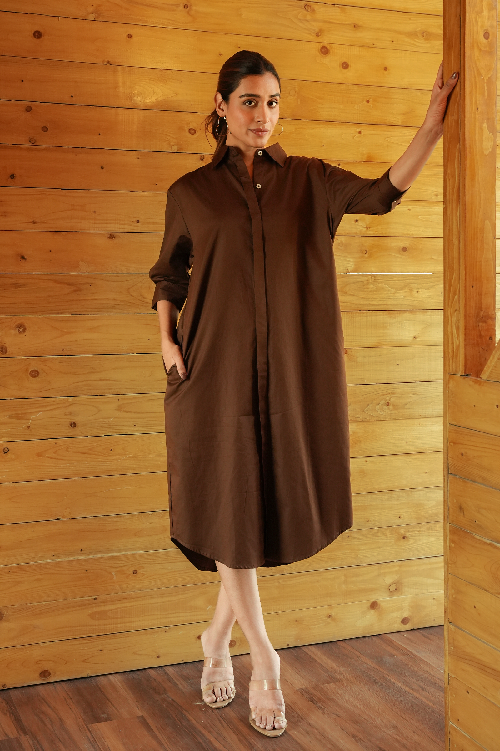 Shirt Dress - Chocolate Brown