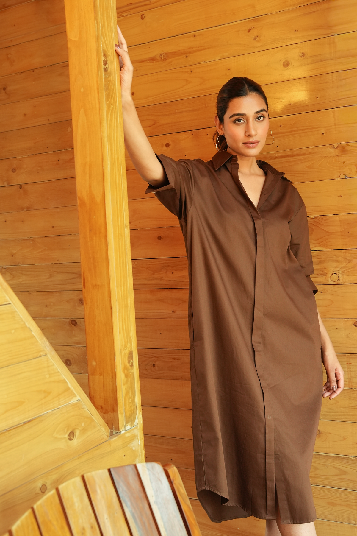 Shirt Dress - Chocolate Brown