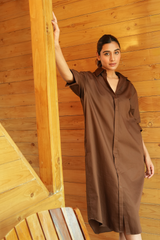 Shirt Dress - Chocolate Brown