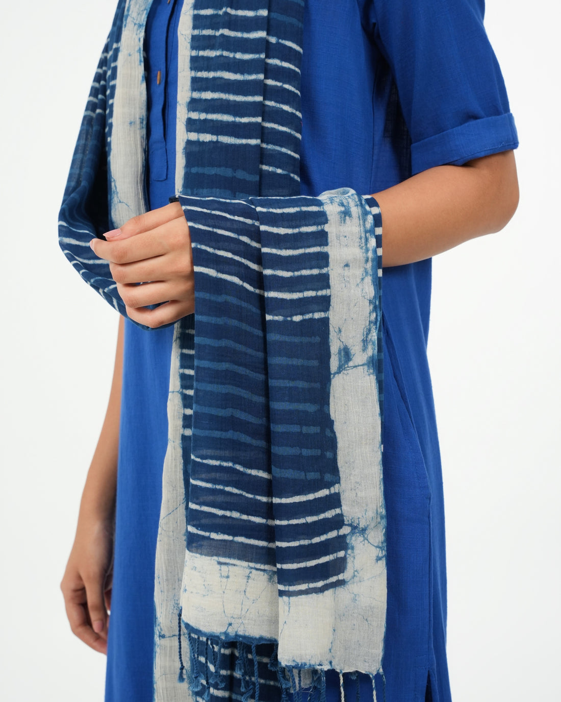 3 Piece Royal Blue Cotton Kurta Set (3/4 sleeves)