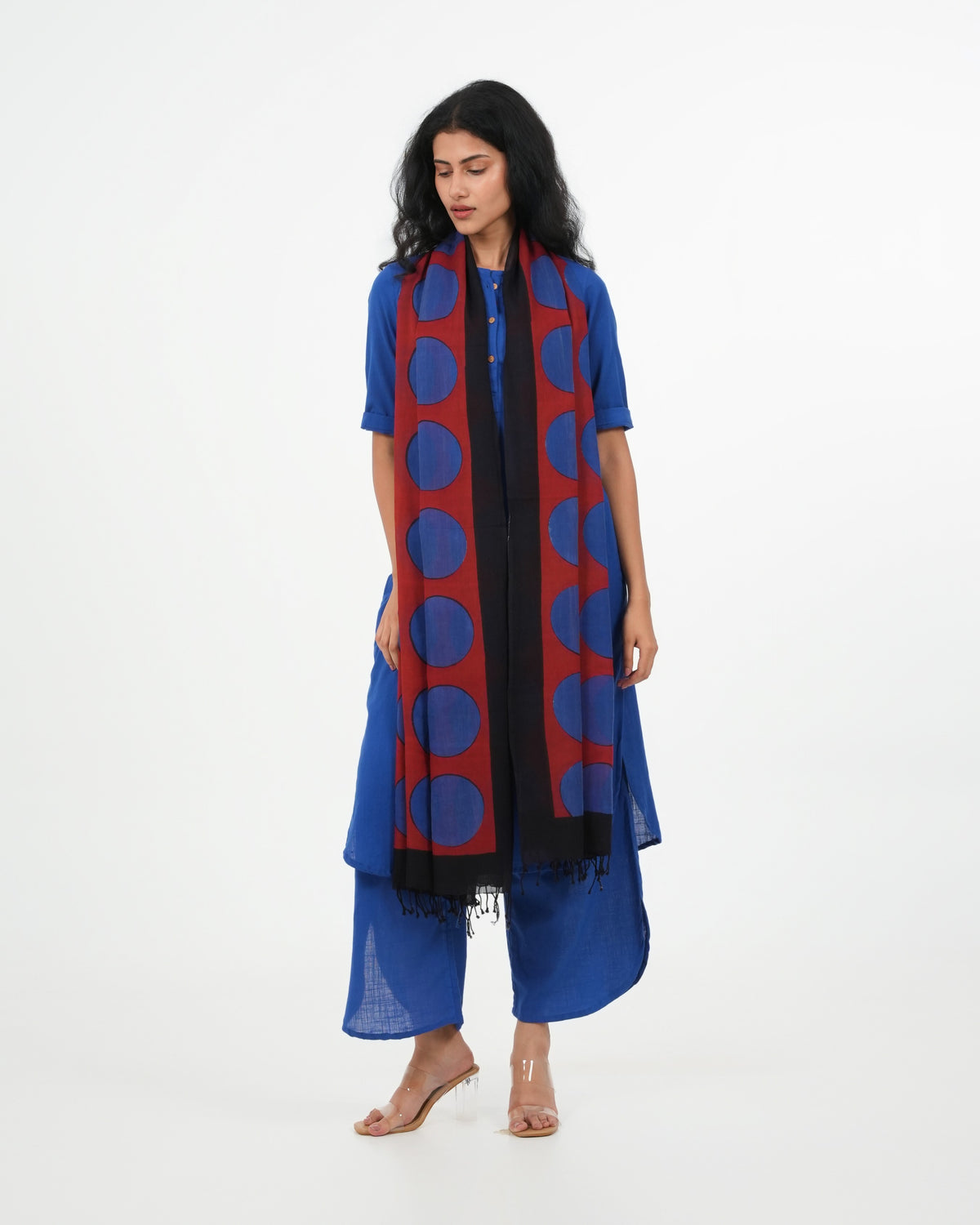 Royal Blue Cotton 3 Piece Kurta Set (3/4 sleeves)