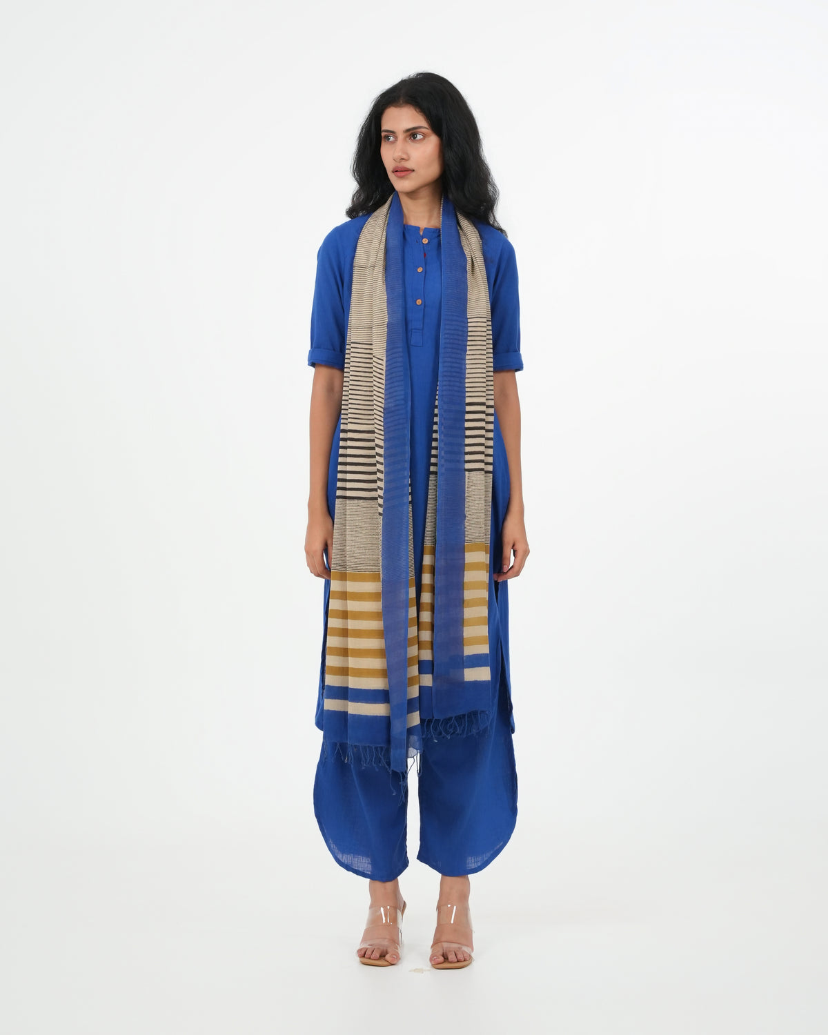 Royal Blue Cotton 3 Piece Kurta (3/4 sleeves)