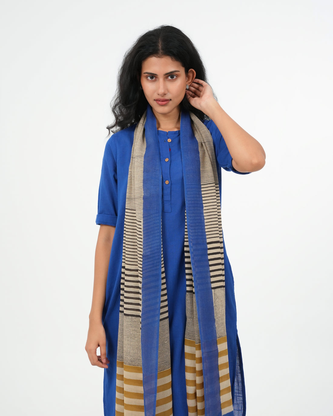 Royal Blue Cotton 3 Piece Kurta (3/4 sleeves)
