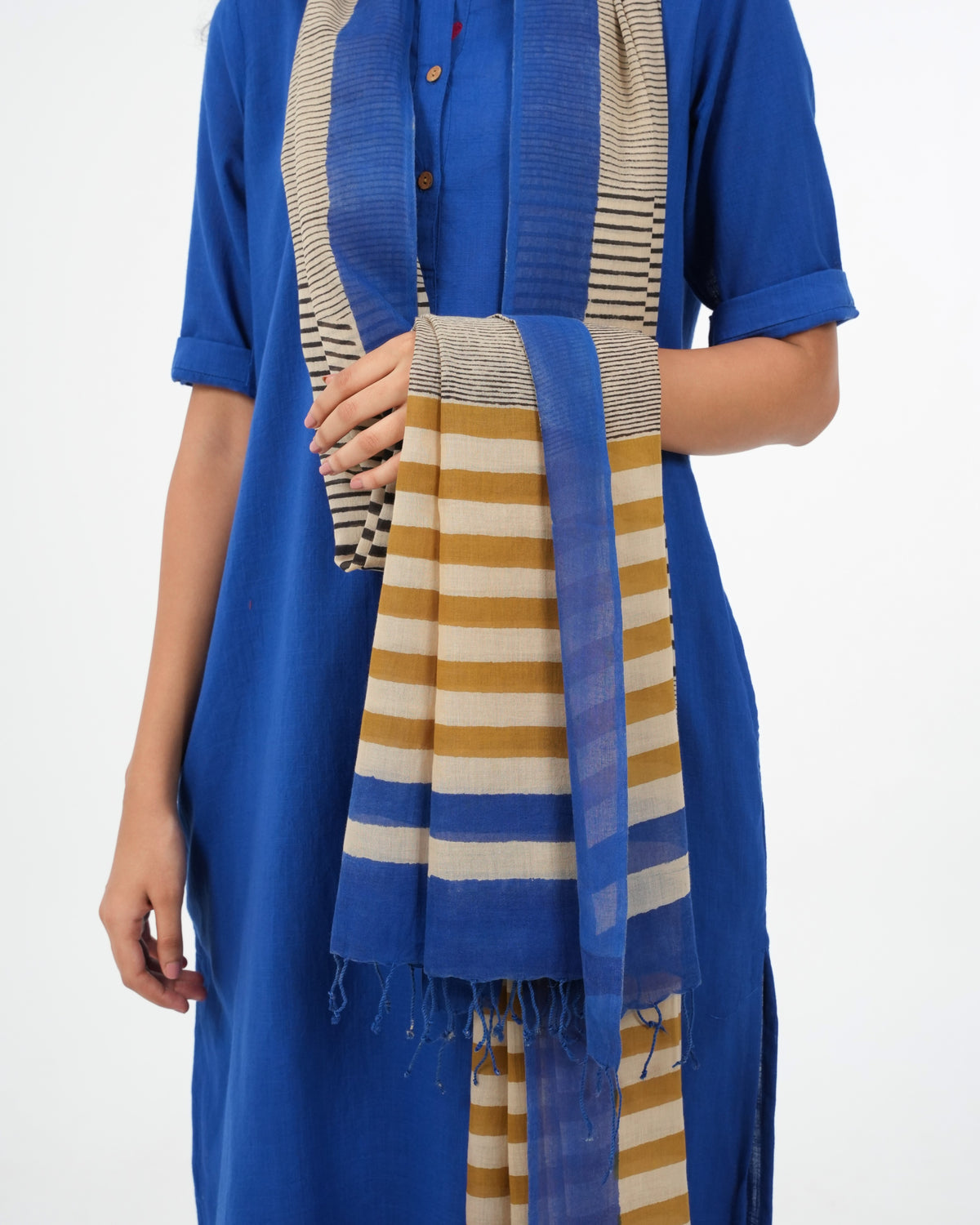 Royal Blue Cotton 3 Piece Kurta (3/4 sleeves)