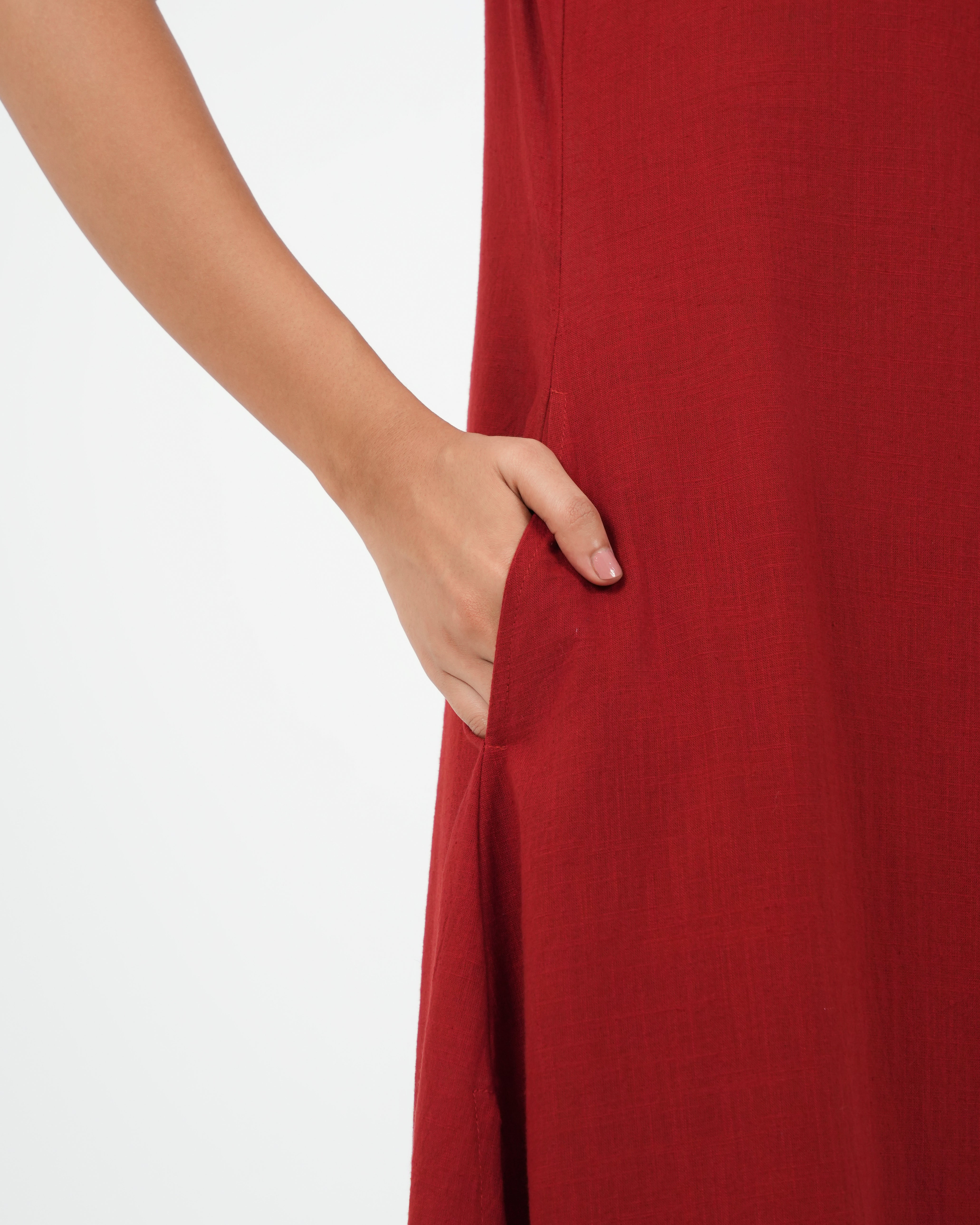Maroon Kurta Set - Sleeveless