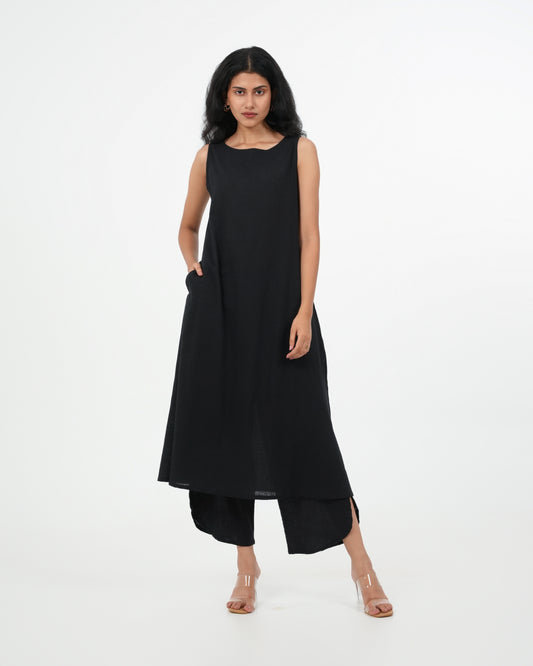 Black Kurta with Brown/Grey Dupatta (sleeveless)