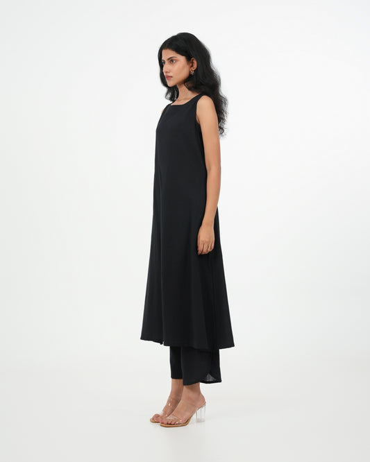 Black Kurta with Brown/Grey Dupatta (sleeveless)