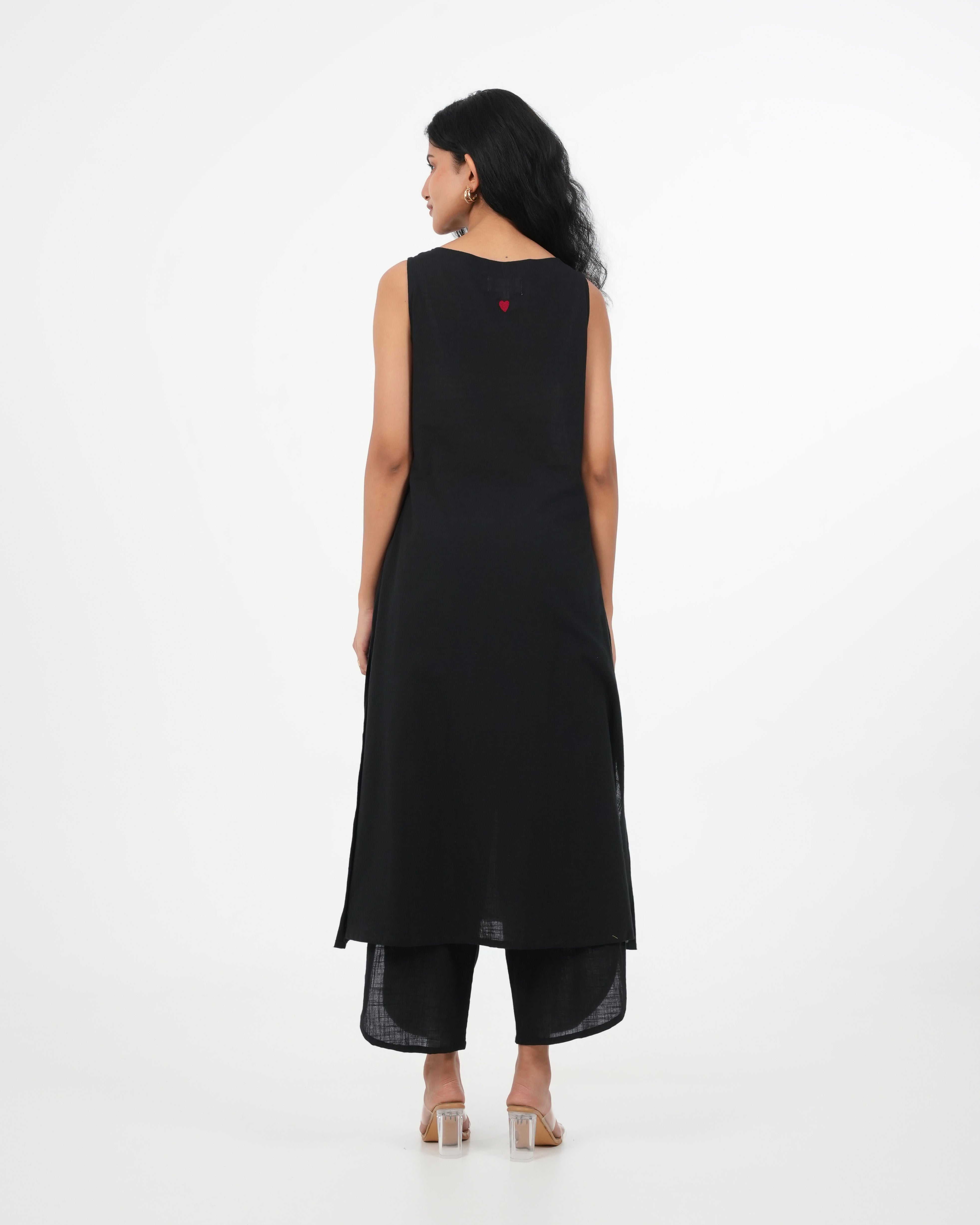 Black Kurta Set - Sleeveless
