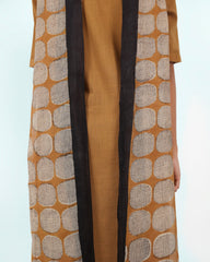 Olive Yellow Cotton Kurta with dupatta (Sleeveless)