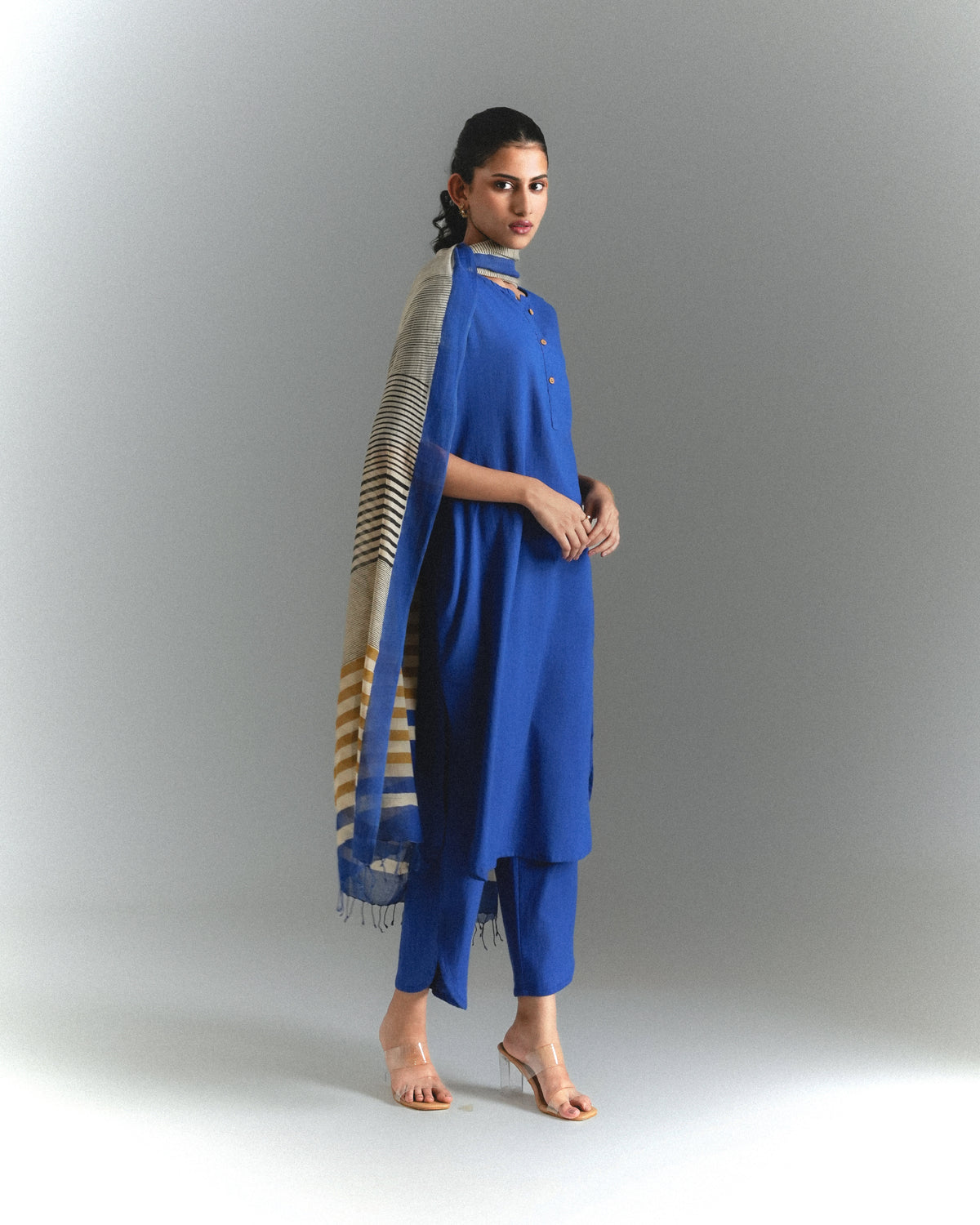 Royal Blue Cotton 3 Piece Kurta (3/4 sleeves)
