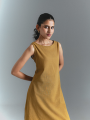 Olive Yellow Cotton Kurta (sleeveless)