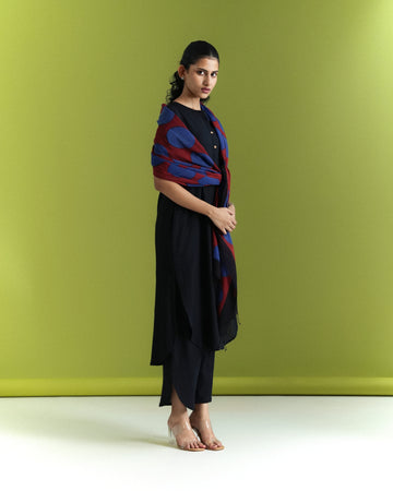 3-Piece Royal Black Cotton Kurta Set (3/4 sleeves)