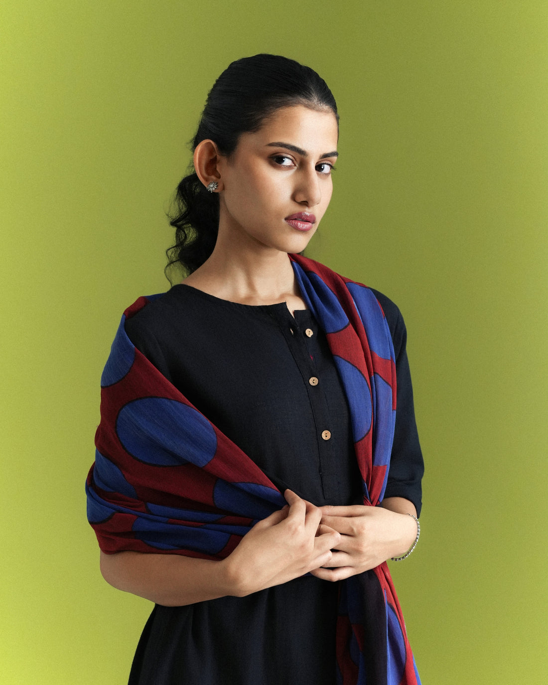 3-Piece Royal Black Cotton Kurta Set (3/4 sleeves)