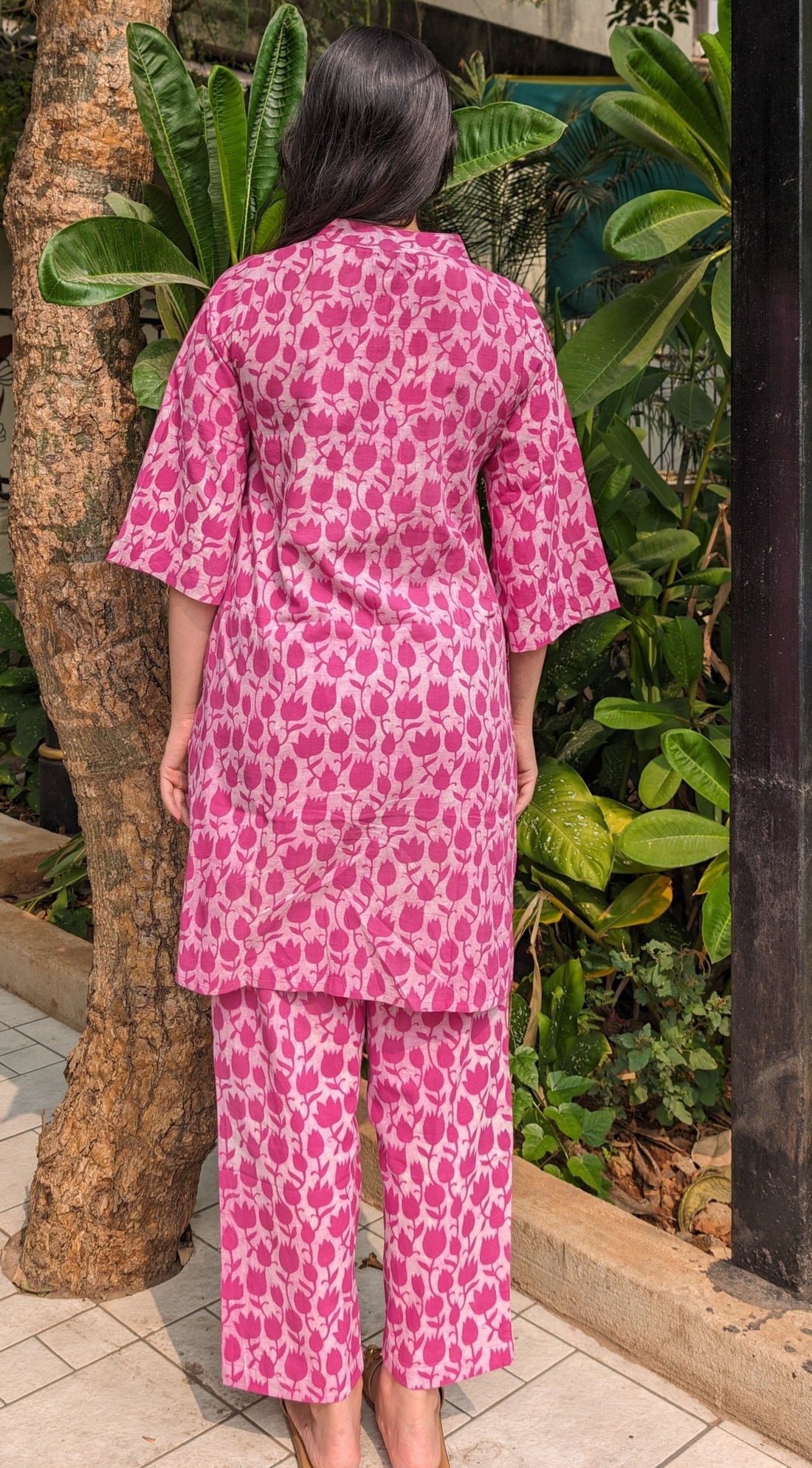 Pink Tulip Handblock Cotton Co-ord Set